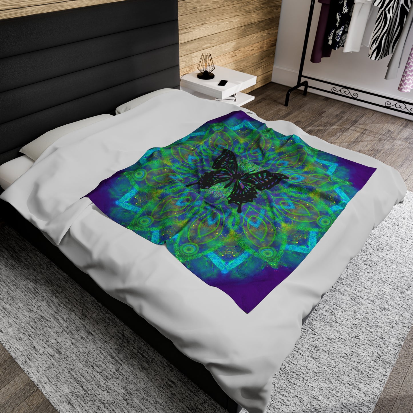 Mystic Butterfly Mandala Velveteen Plush Blanket