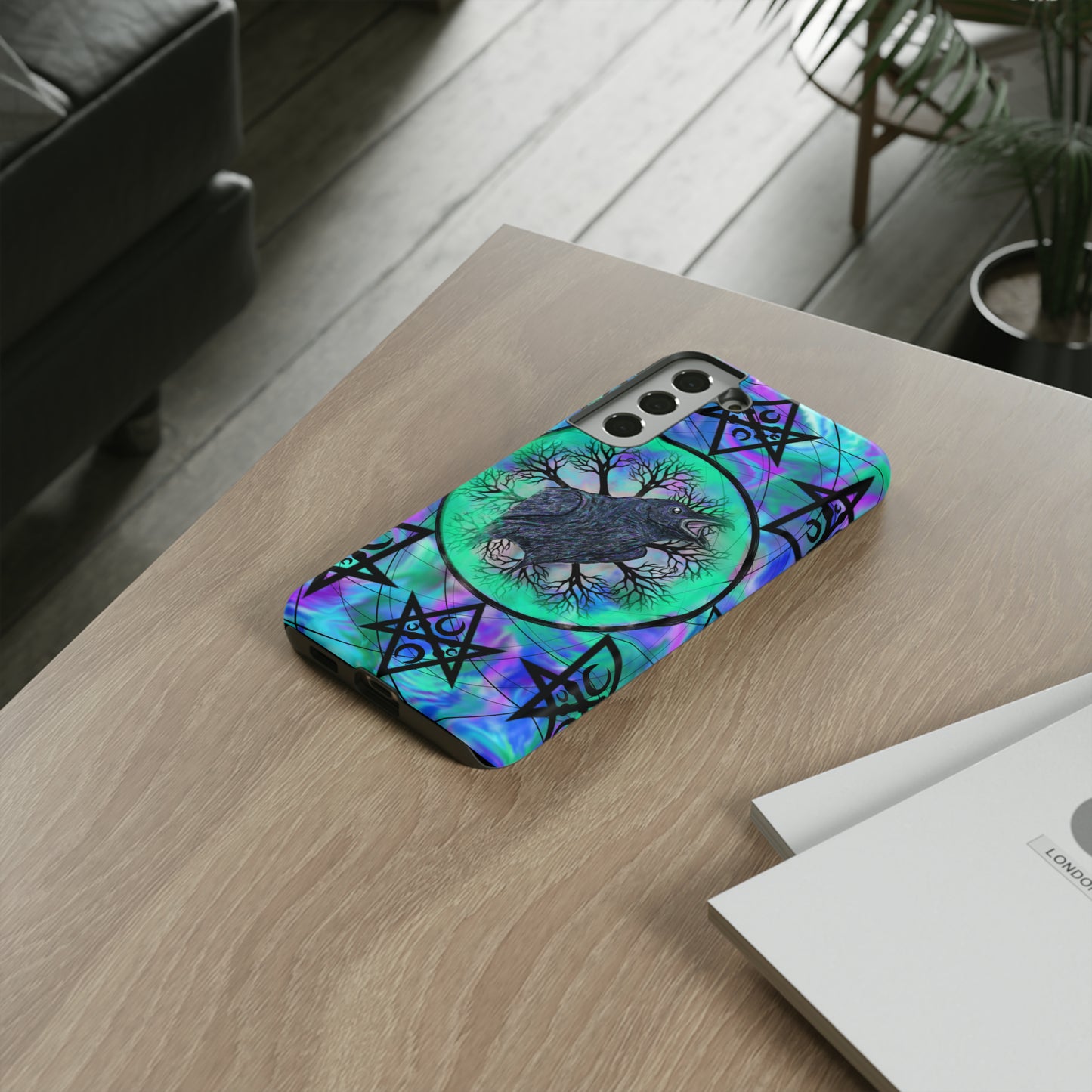 Raven Medicine Totem Protective Phone Case, Samsung, iPhone, Pixel, all sizes
