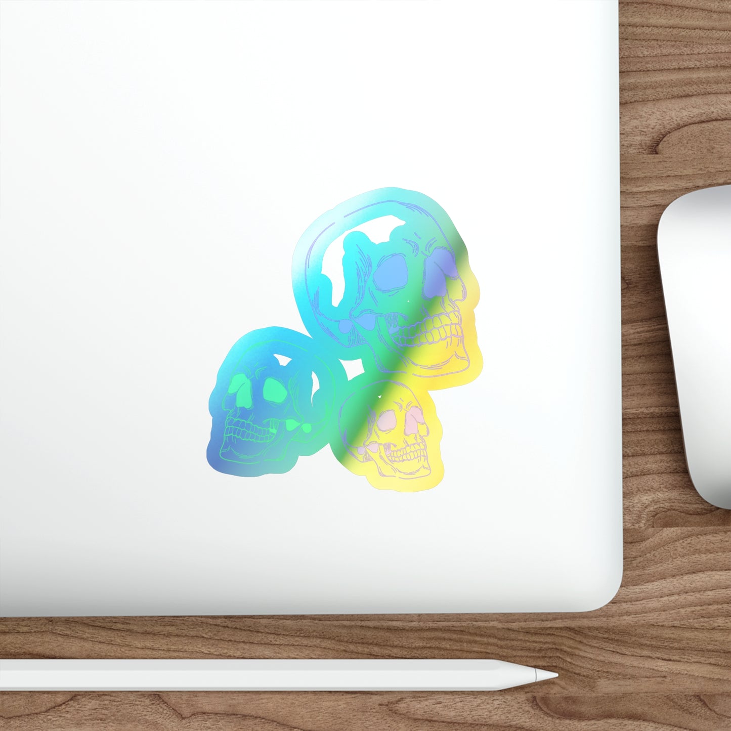 Halloween Skulls Rainbow Holographic Die-cut Vinyl Stickers