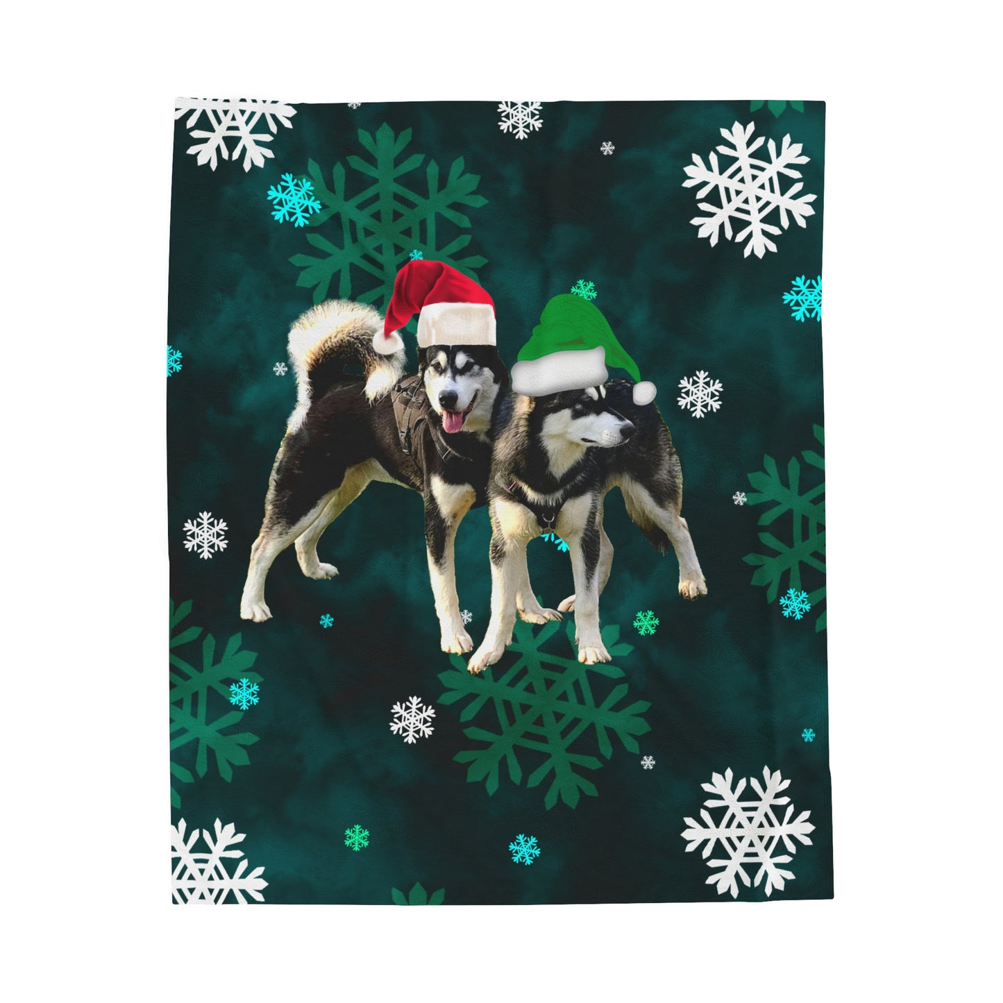 Christmas Malamute Velveteen Plush Blanket