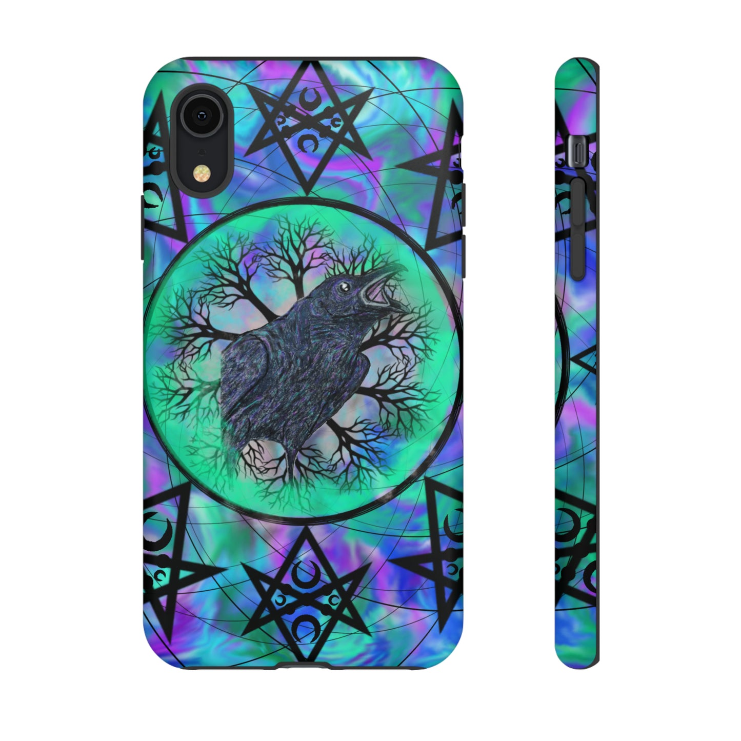 Raven Medicine Totem Protective Phone Case, Samsung, iPhone, Pixel, all sizes