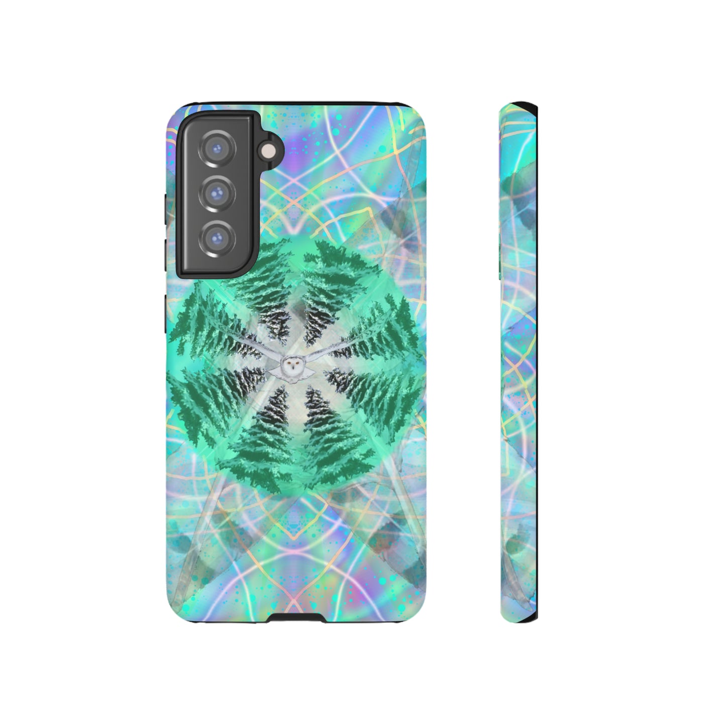 Mystic Pines Snowy Owl Protective Phone Case, Samsung, iPhone, Pixel, all sizes