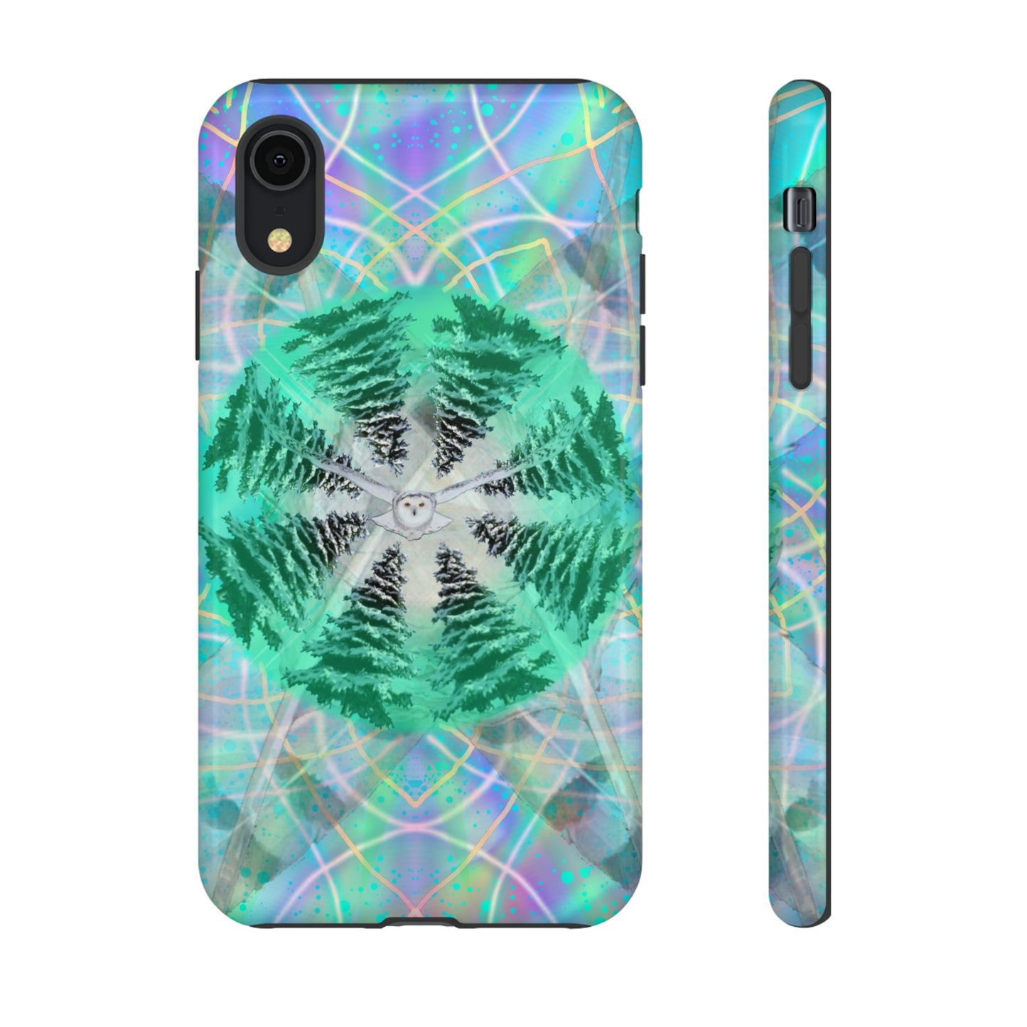 Mystic Pines Snowy Owl Protective Phone Case, Samsung, iPhone, Pixel, all sizes
