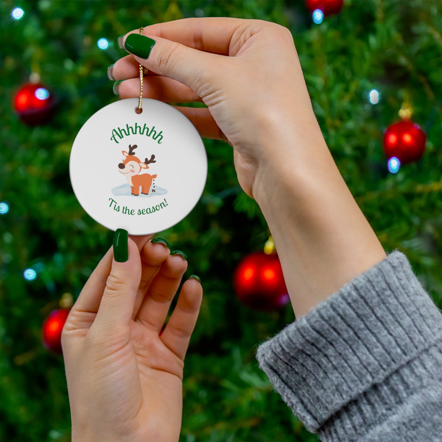 Tis The Season Ceramic Ornament, 4 Shapes