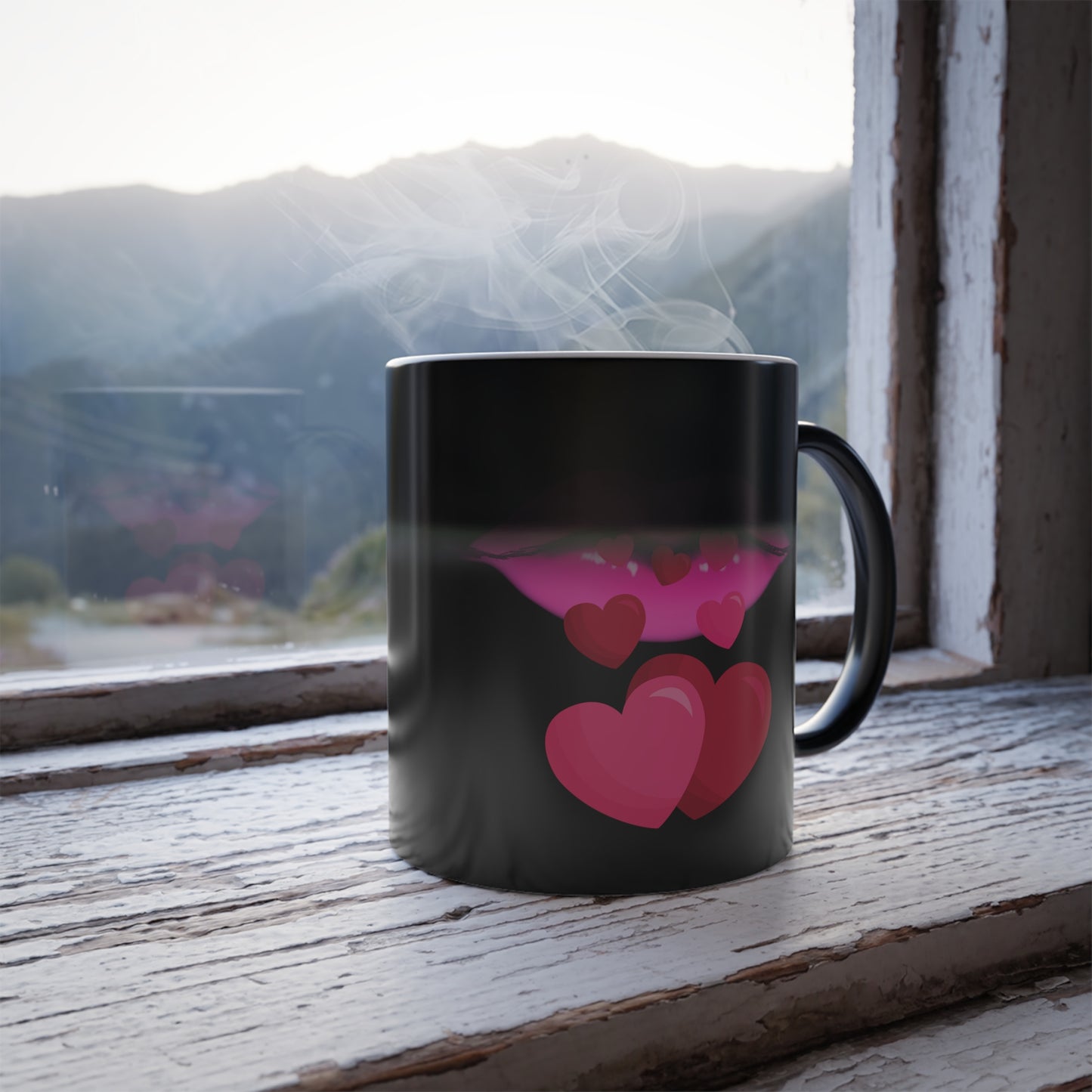 Blowing you kisses, Color Morphing Mug, 11oz, Valentines Day Gift, Gift For Her, Gift For Him