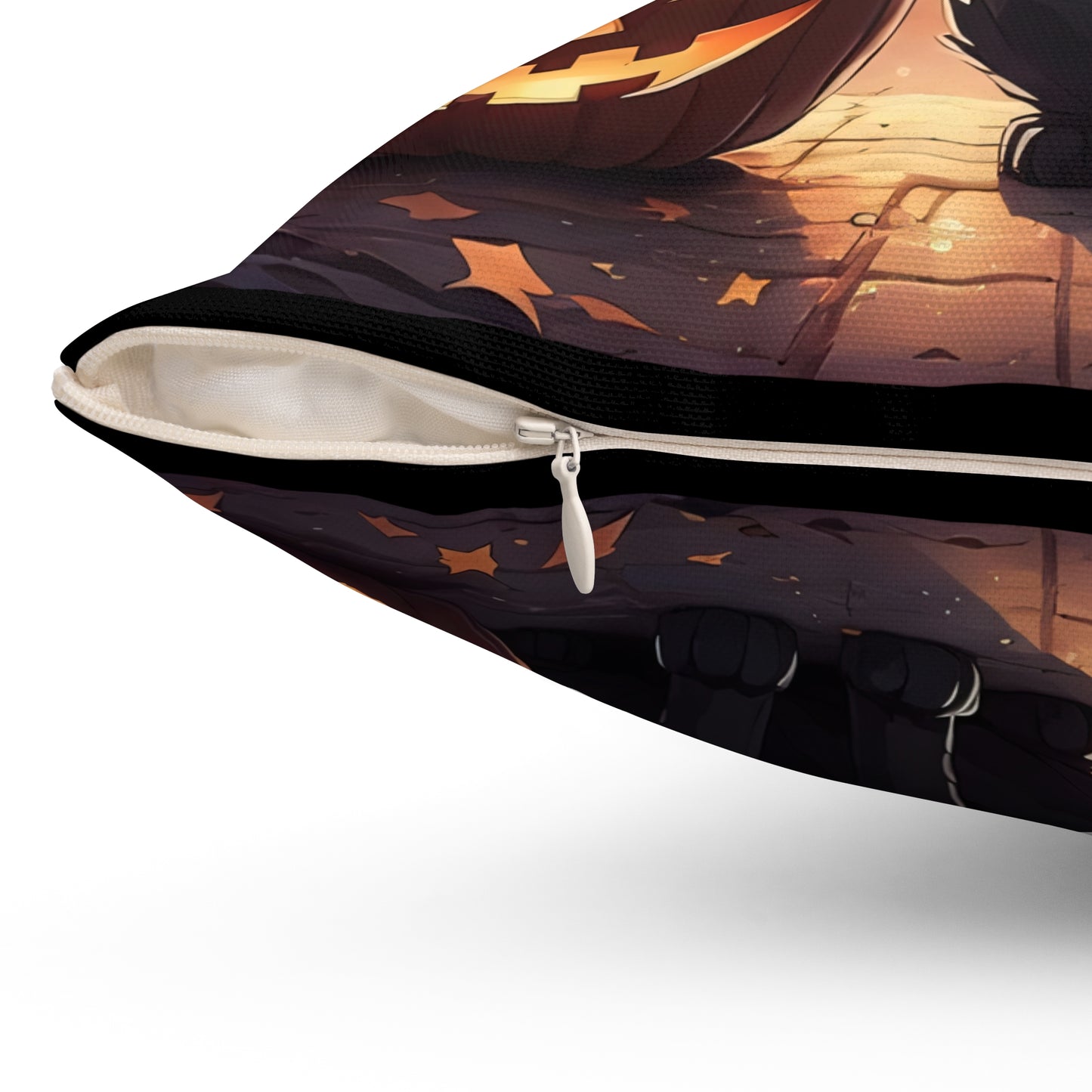 Anime Black Cat, Halloween, Spun Polyester Square Pillow