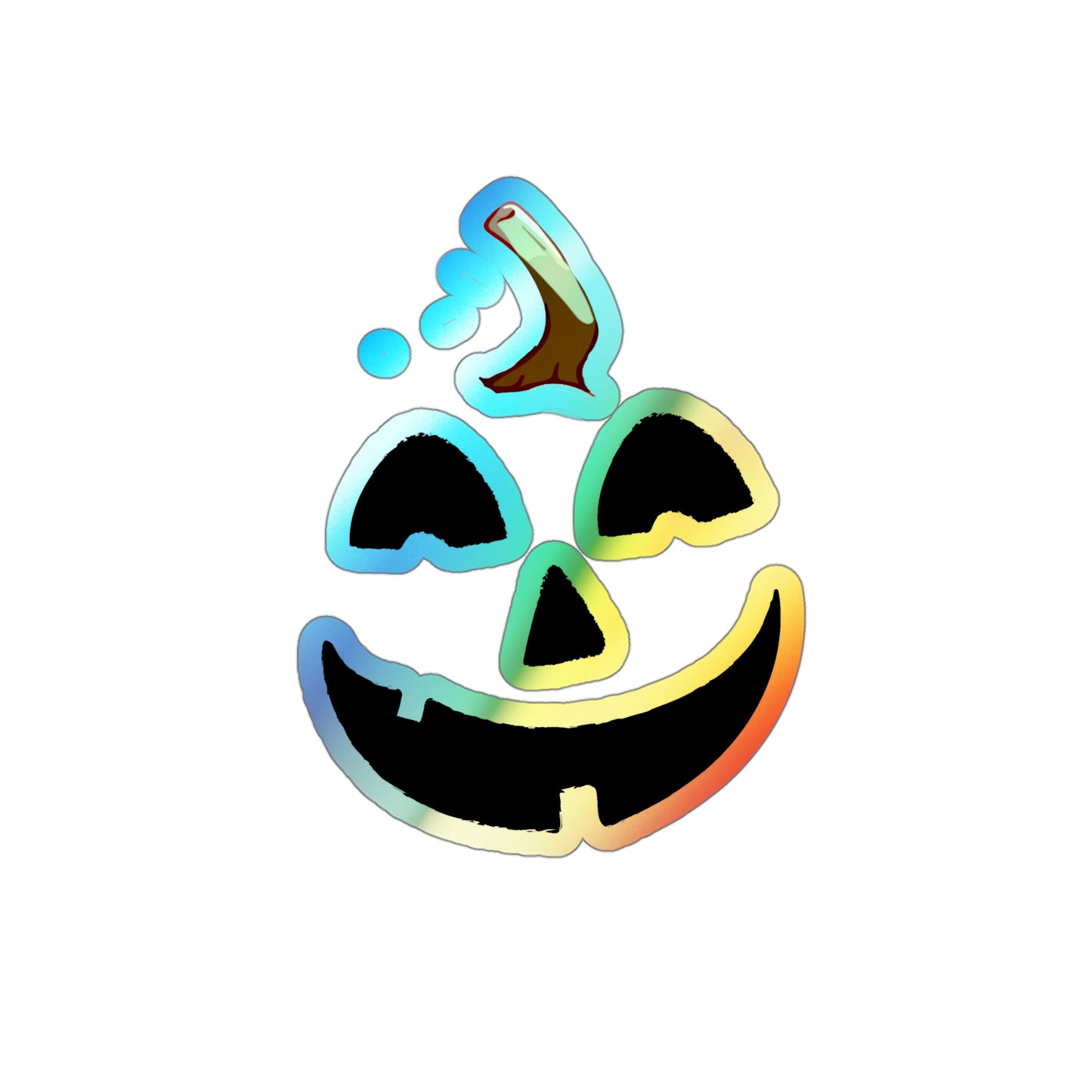 Halloween Rainbow Holographic Die-cut Vinyl Stickers Cute Pumpkin Face