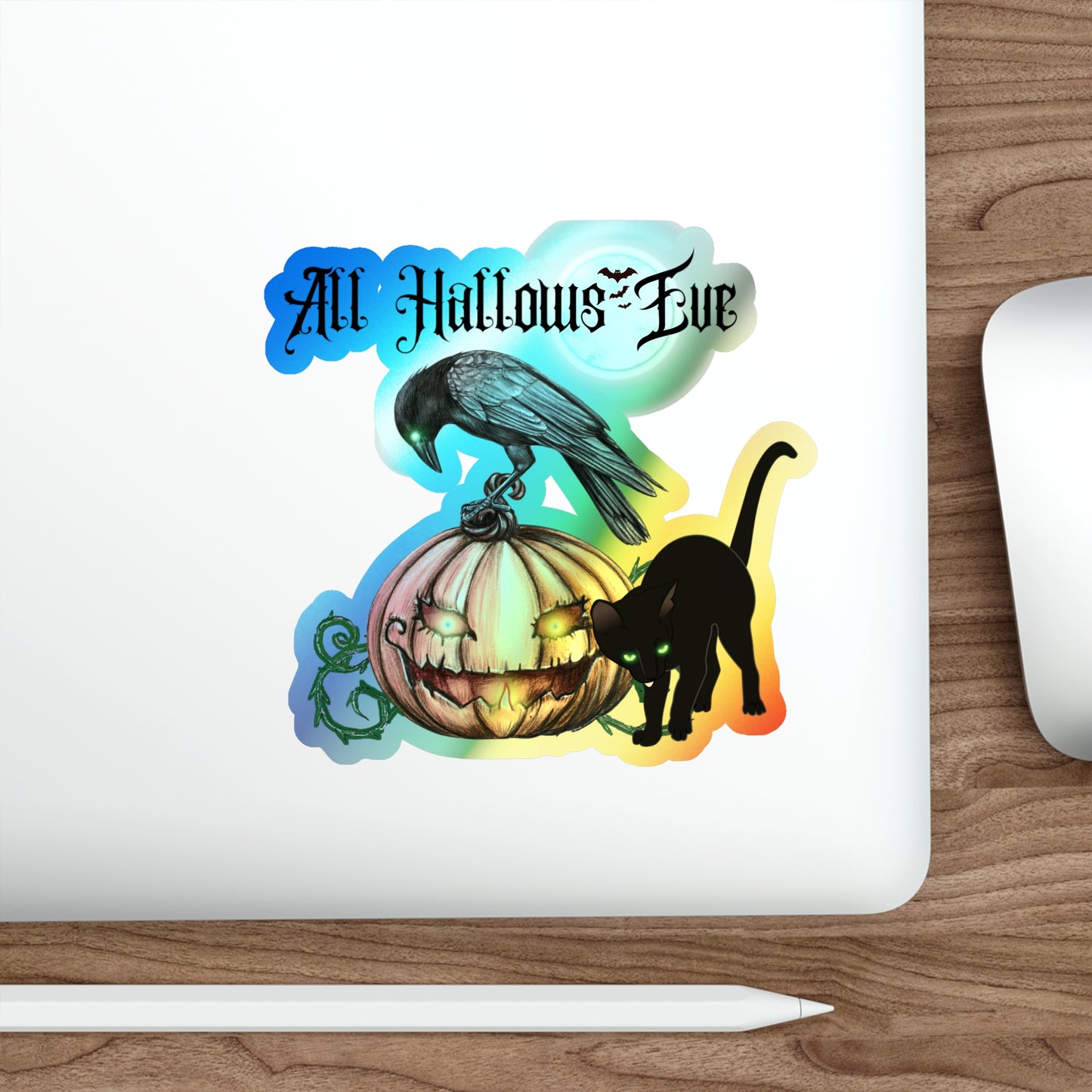Halloween Rainbow Holographic Die-cut Vinyl Stickers All Hallows Eve Pumpkin