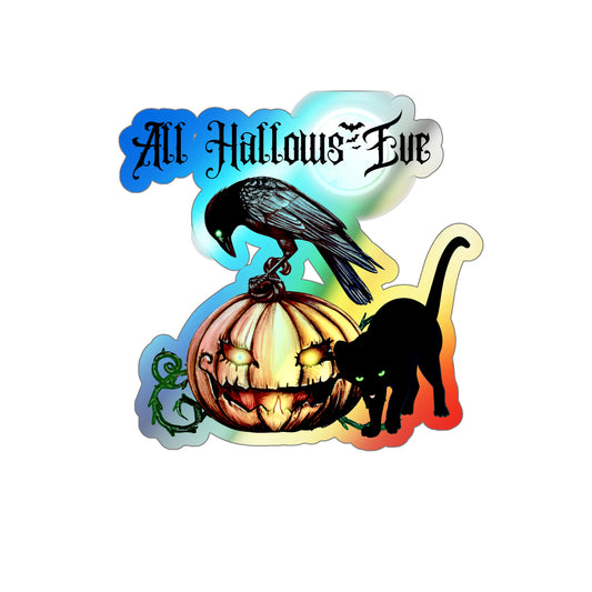 Halloween Rainbow Holographic Die-cut Vinyl Stickers All Hallows Eve Pumpkin
