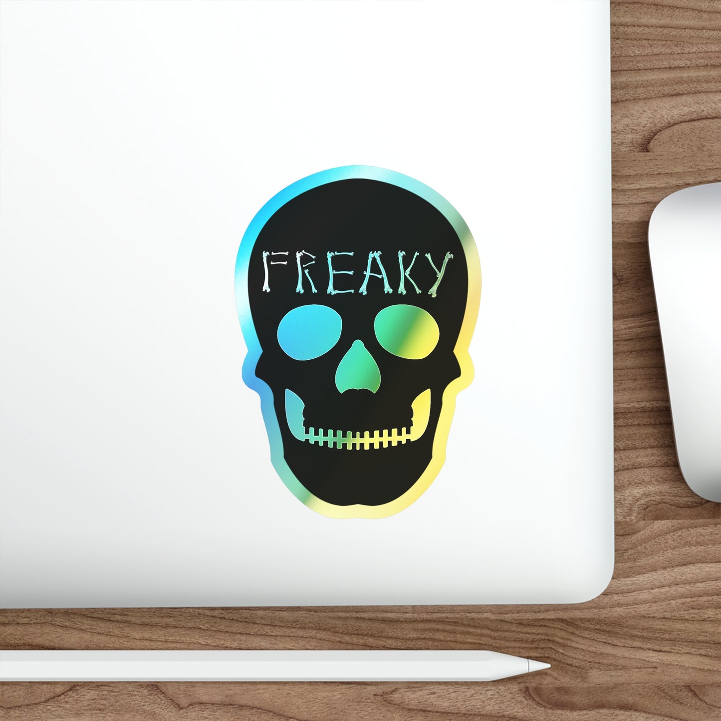 Halloween Freaky Skull Rainbow Holographic Die-cut Vinyl Stickers