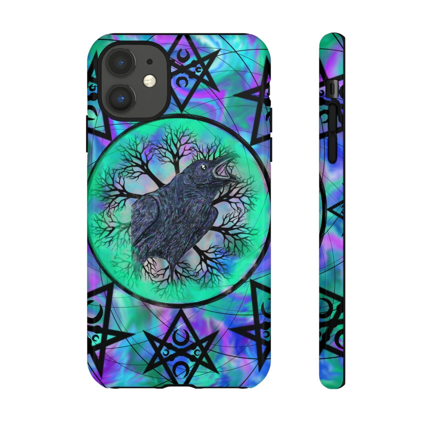 Raven Medicine Totem Protective Phone Case, Samsung, iPhone, Pixel, all sizes