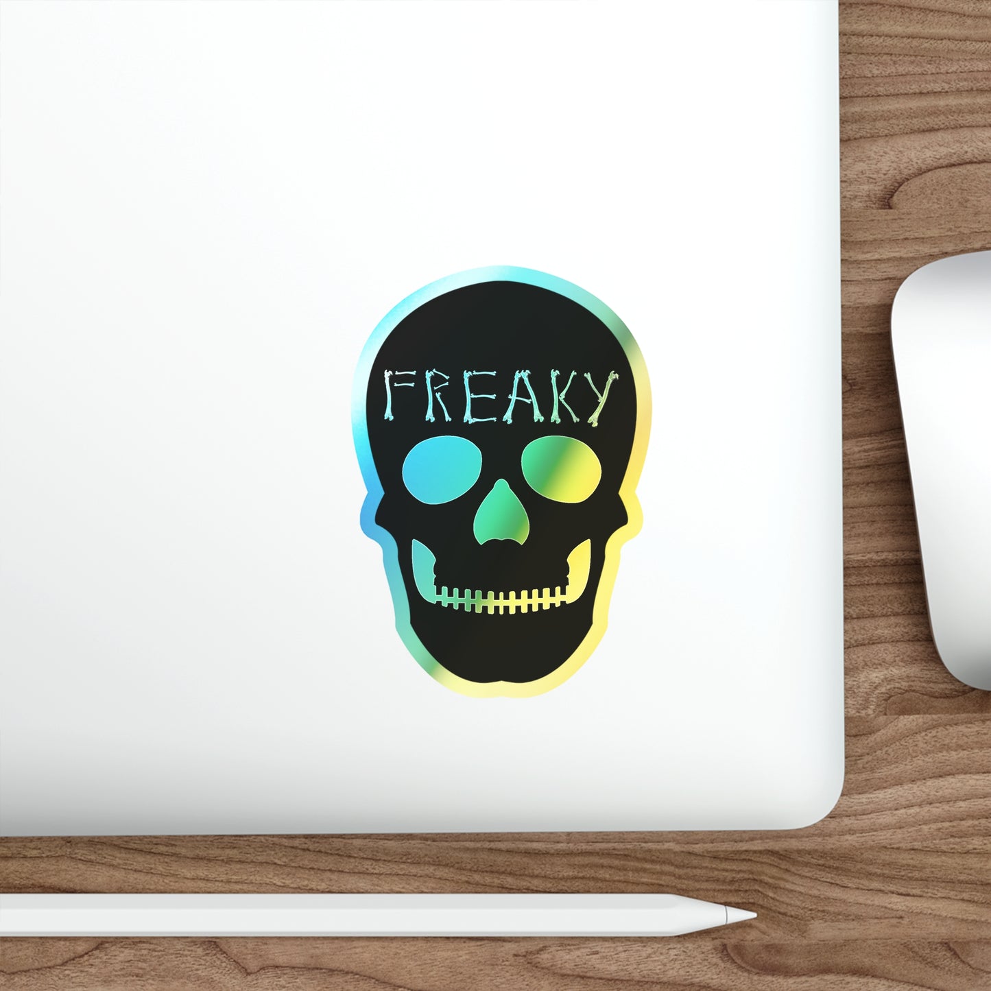 Halloween Freaky Skull Rainbow Holographic Die-cut Vinyl Stickers