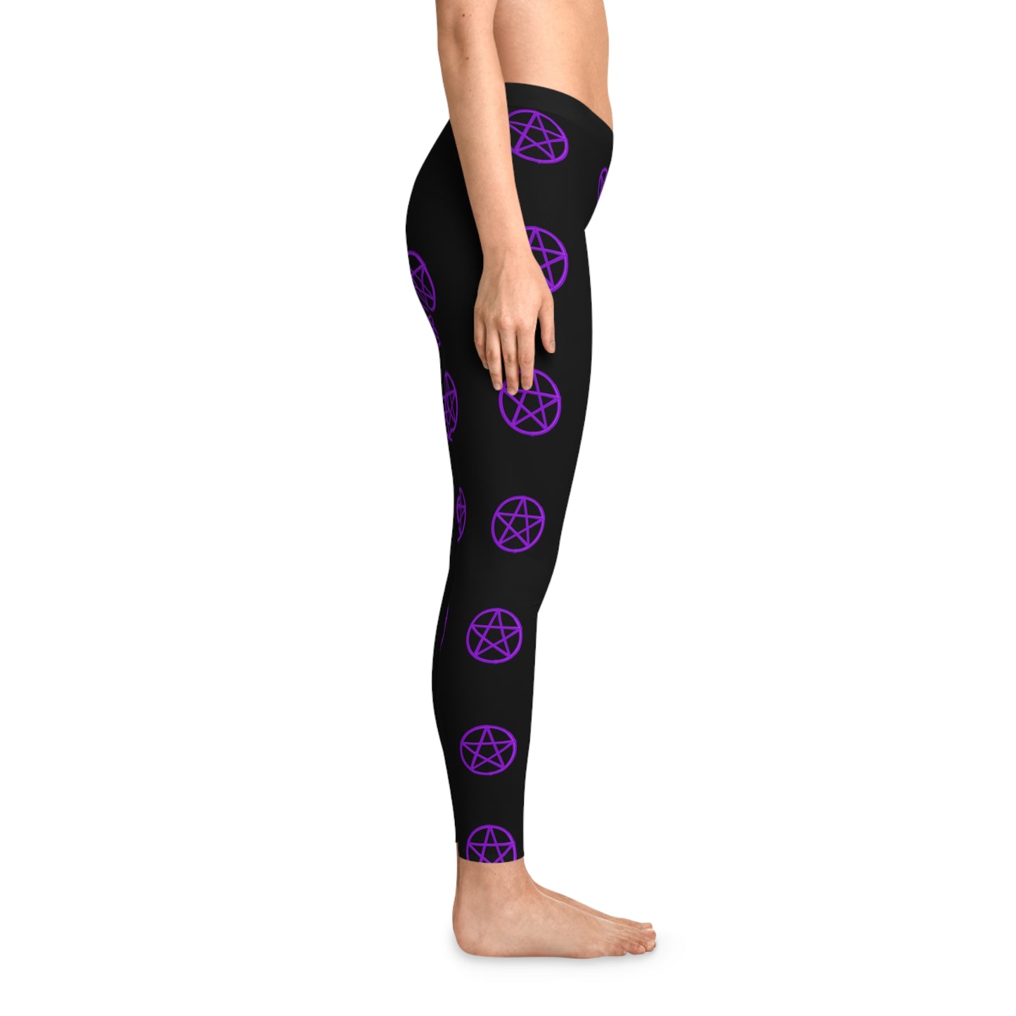 Halloween, Pentagram Stretchy Leggings Black