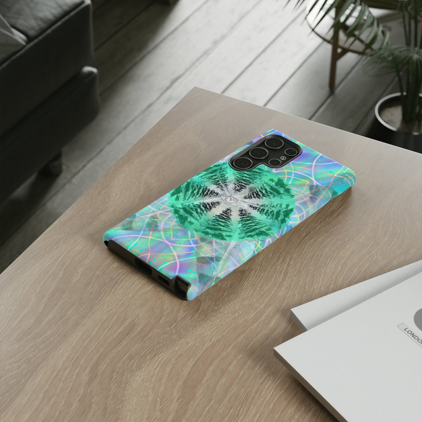 Mystic Pines Snowy Owl Protective Phone Case, Samsung, iPhone, Pixel, all sizes