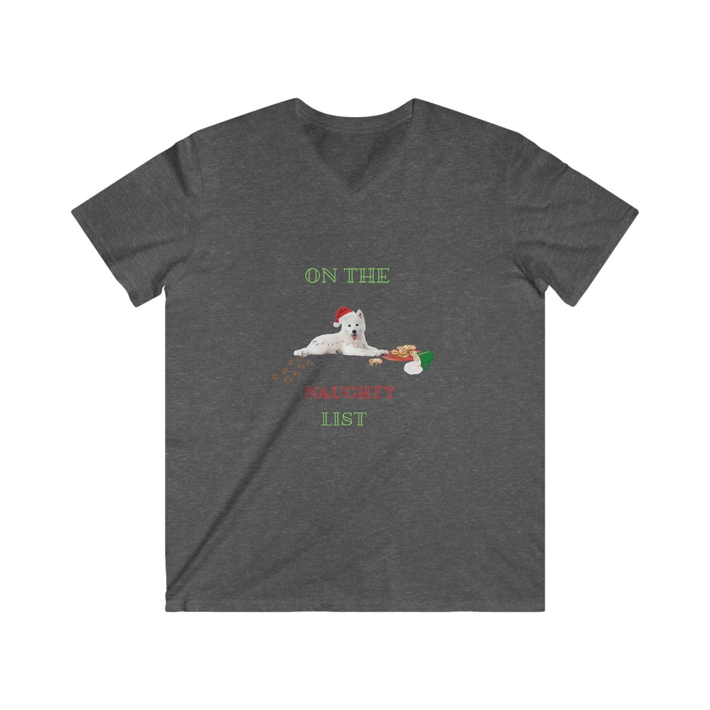Men's Fitted V-Neck Short Sleeve Tee On the Naughty List Christmas Top