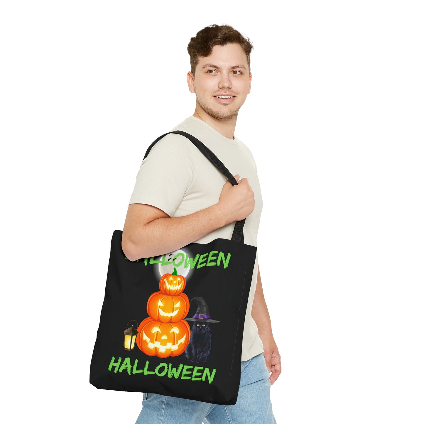 Halloween Pumpkins And Black Cat, Halloween Candy Tote Bag