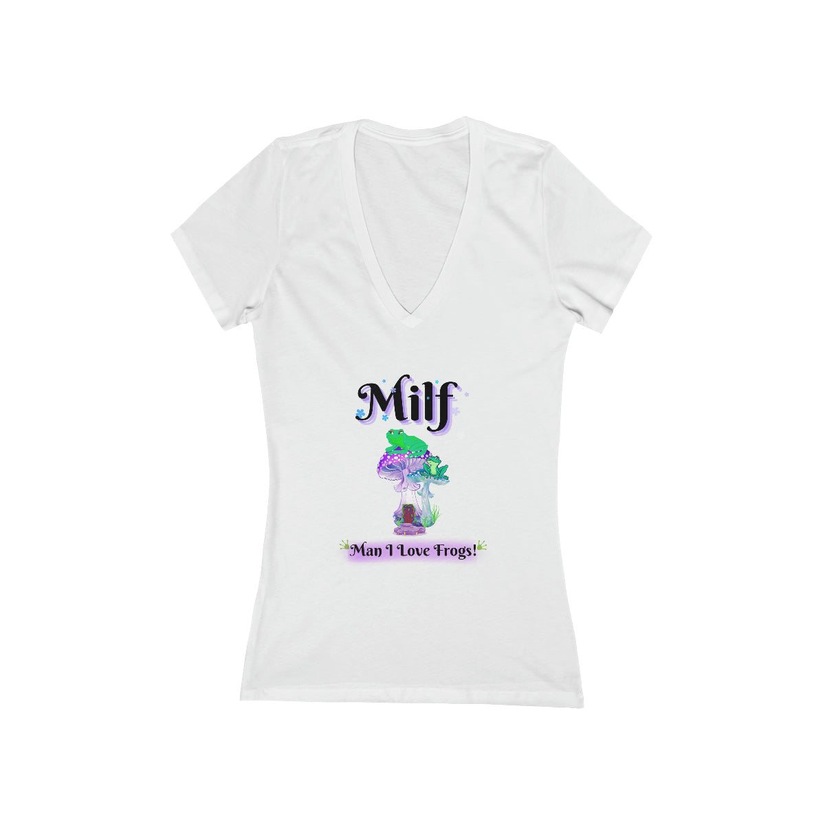 MILF Man I Love Frogs, Women's Jersey Short Sleeve Deep V-Neck Tee, Frog Lover Gift, Girlfriend Gift, Womens gift