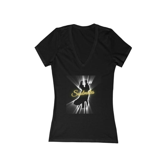 Soulmates, Women's Short Sleeve Deep V-Neck Tee, Valentines Day Gift, Gift For Her