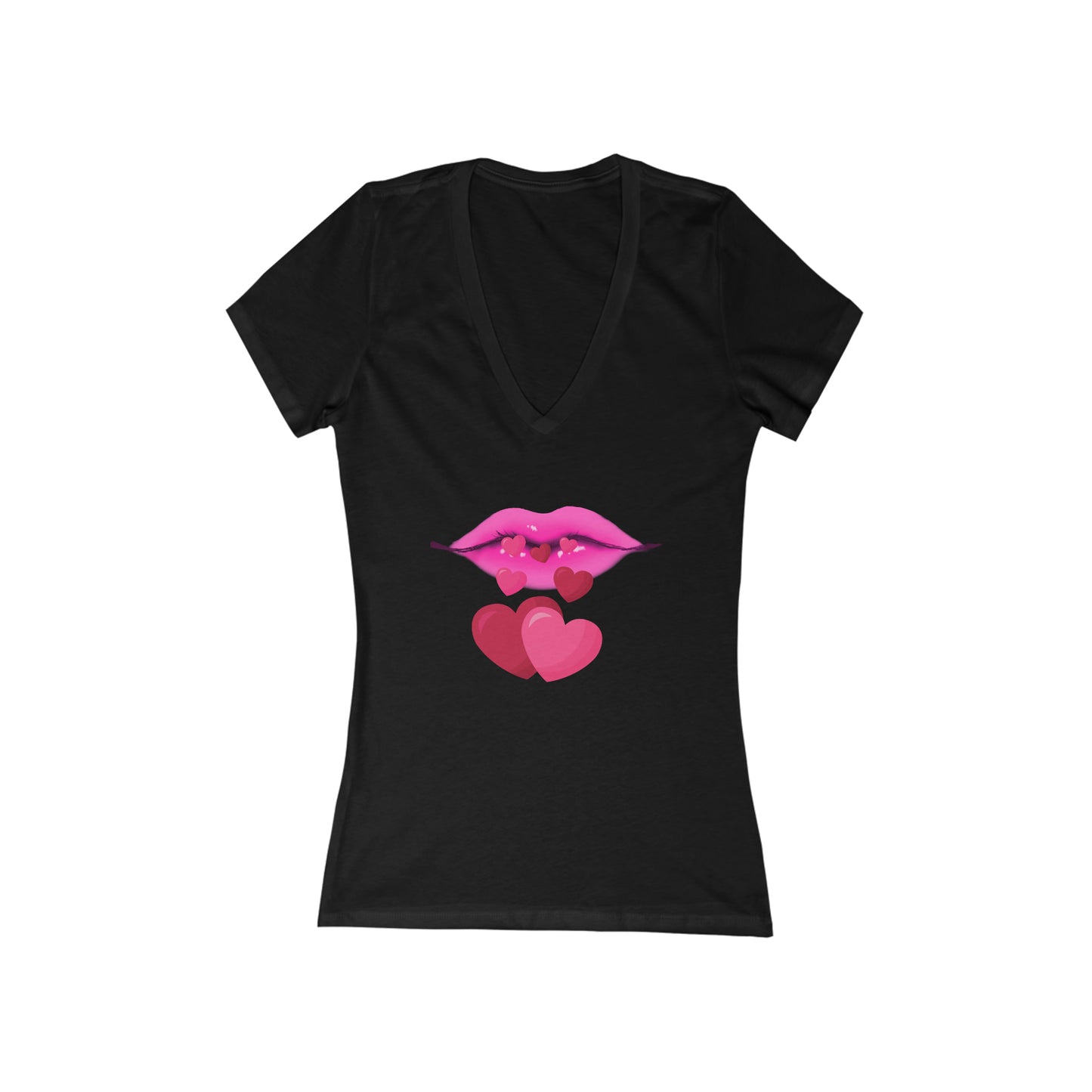 Blowing You Kisses,, Women's Short Sleeve Deep V-Neck Tee, Valentines Day Gift, Gift For Her