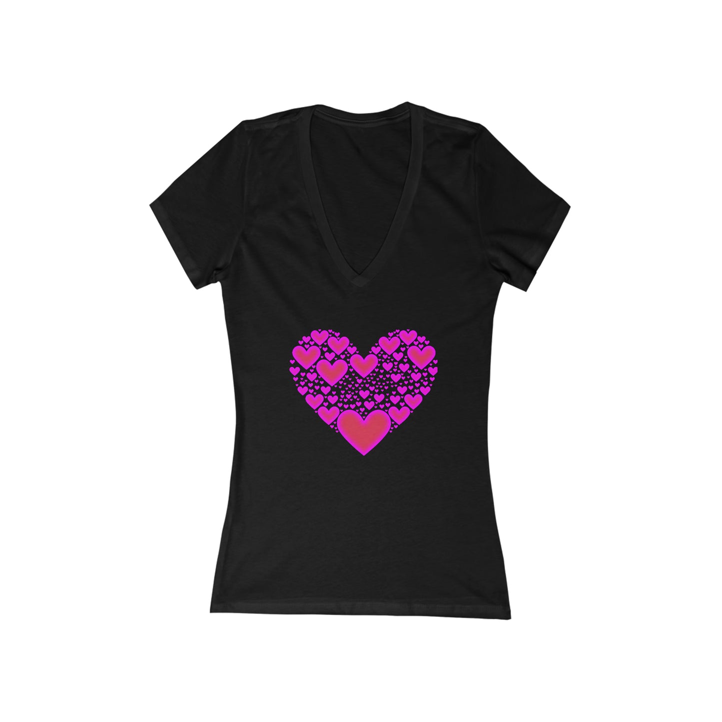 Glowing Heart, Women's Short Sleeve Deep V-Neck Tee, Valentines Day Gift, Gift For Her