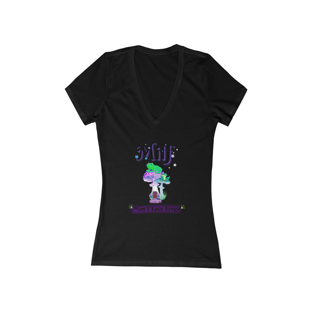 MILF Man I Love Frogs, Women's Jersey Short Sleeve Deep V-Neck Tee, Frog Lover Gift, Girlfriend Gift, Womens gift