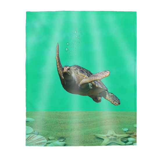 Velveteen Plush Blanket mom turtle