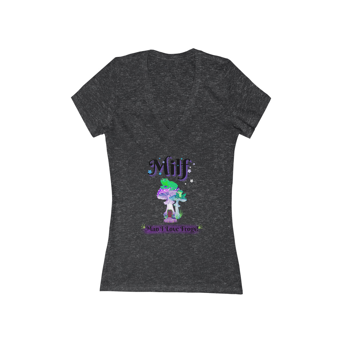 MILF Man I Love Frogs, Women's Jersey Short Sleeve Deep V-Neck Tee, Frog Lover Gift, Girlfriend Gift, Womens gift