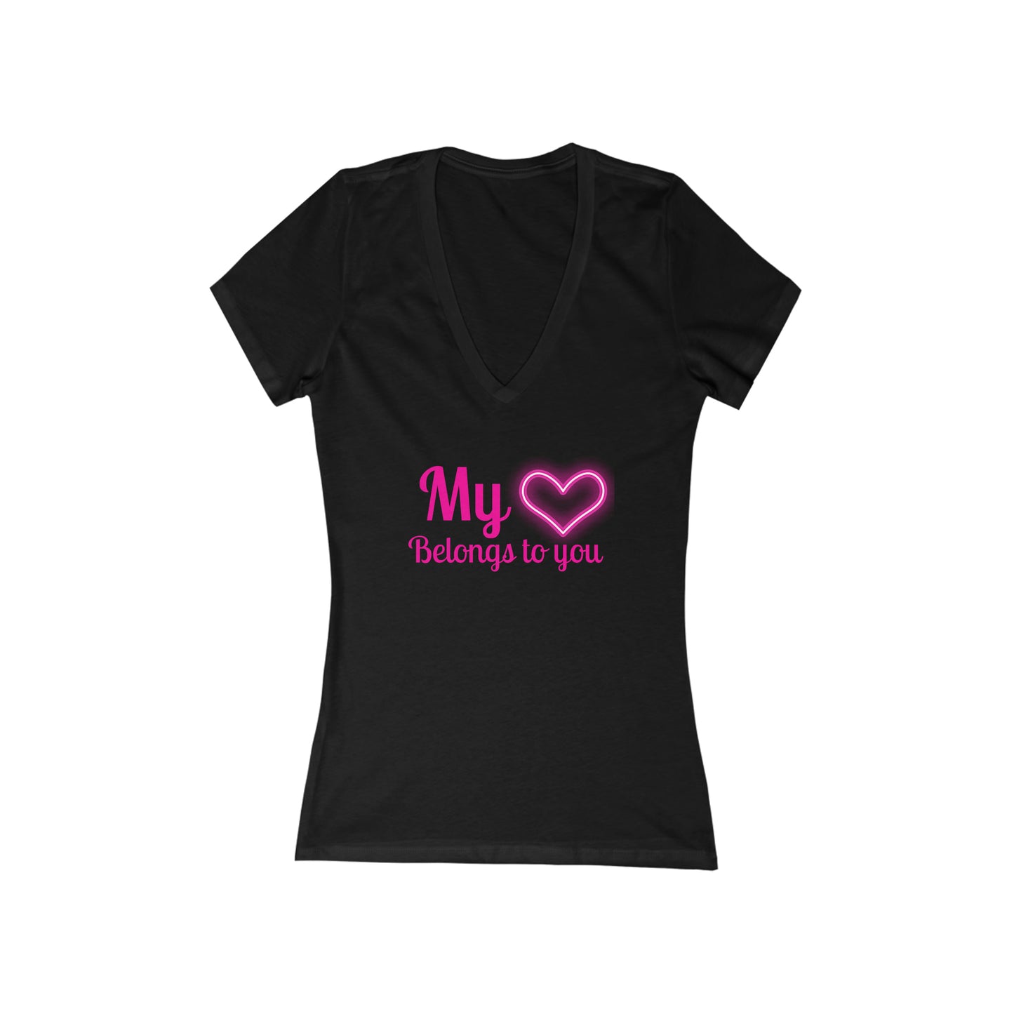 My Heart Belongs To You, Women's Short Sleeve Deep V-Neck Tee, Valentines Day Gift, Gift For Her
