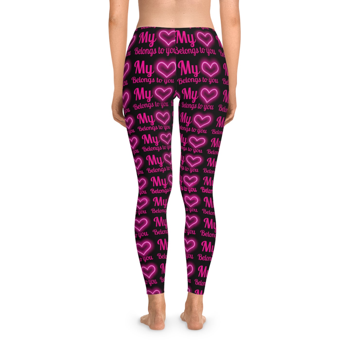 My Heart Belongs To You, Stretchy Leggings, Valentines Day Gift, Gift For Her, Black Leggings