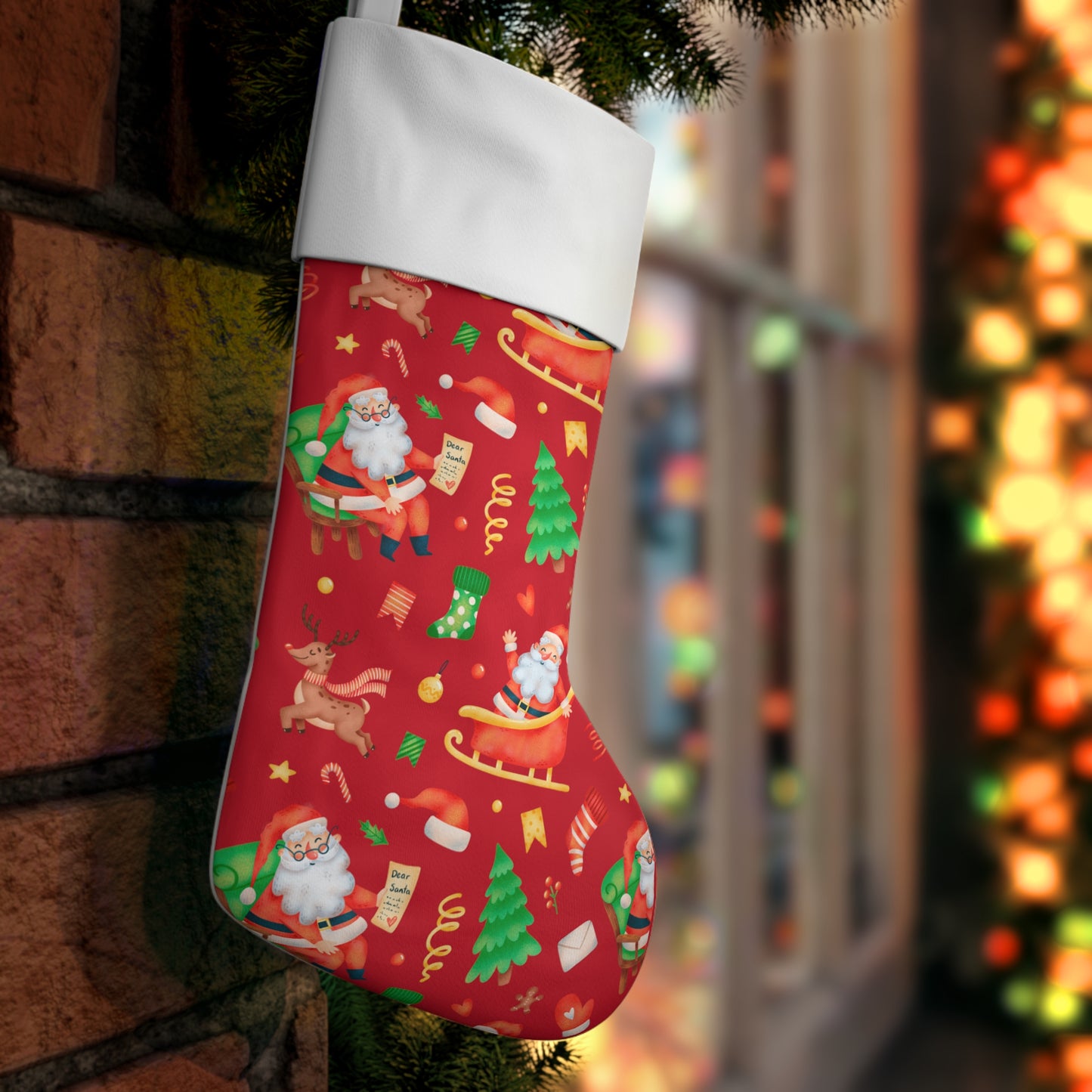 Santa And Reindeer Christmas Stocking