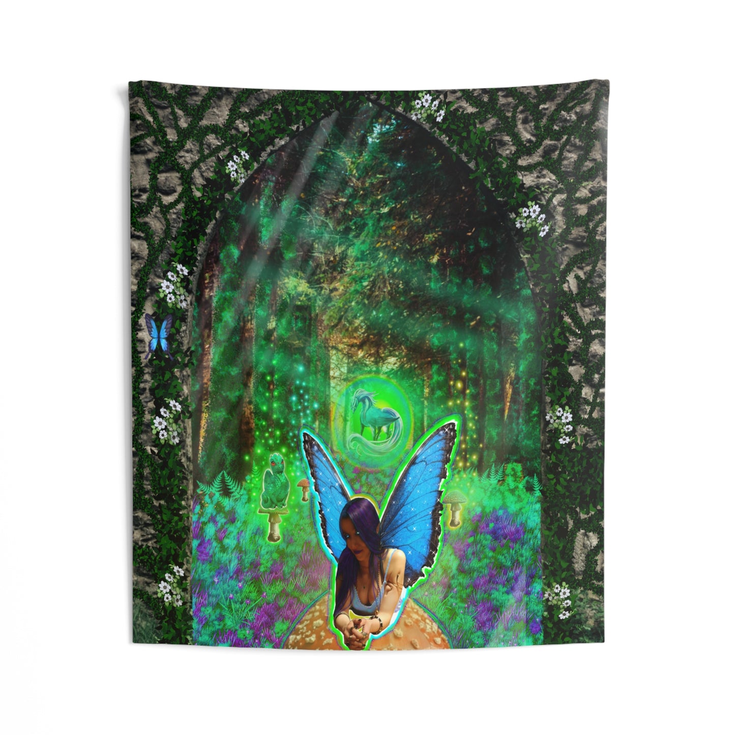 Mystic Mushroom Fairy Indoor Wall Tapestry 51 x 60