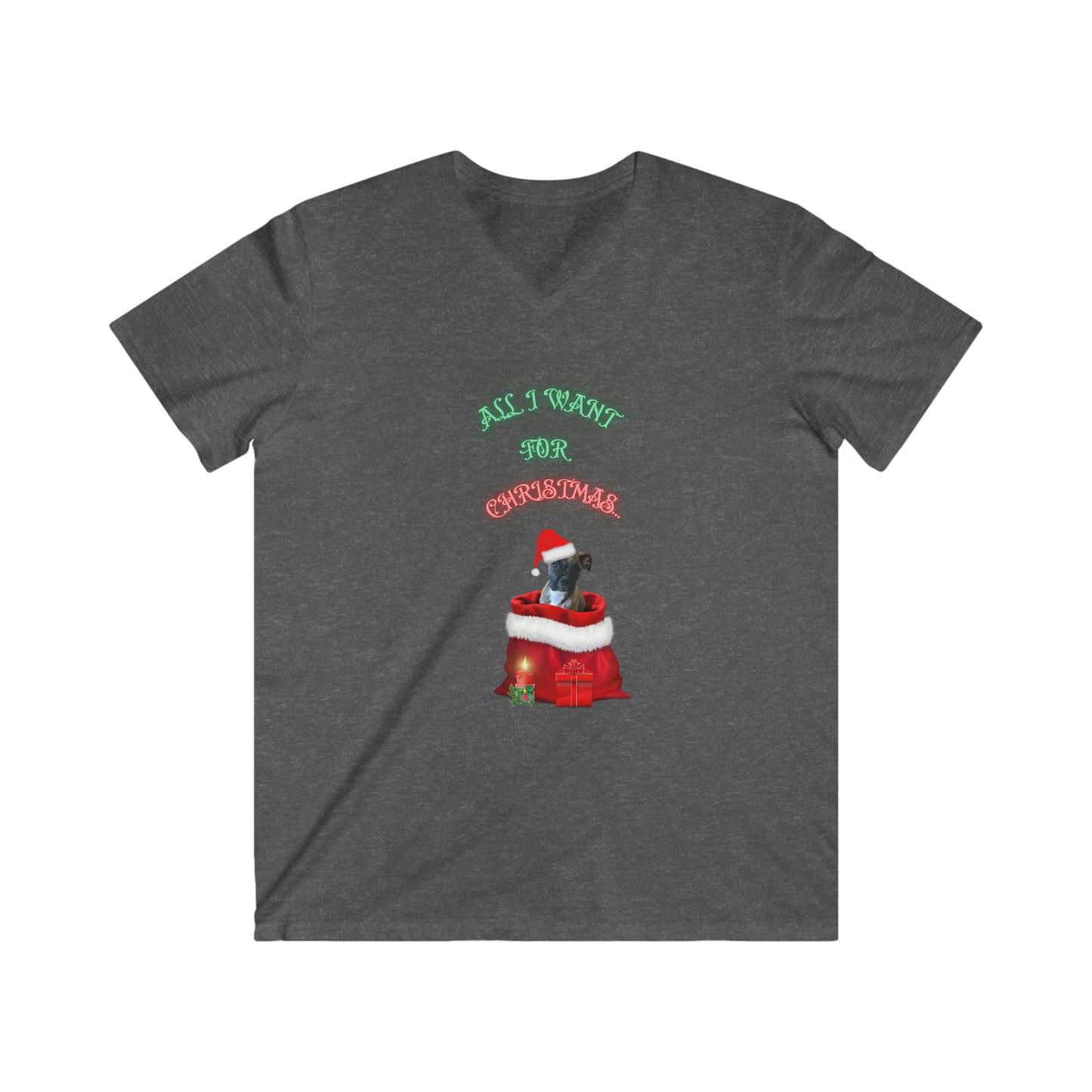 Men's Fitted V-Neck Short Sleeve Tee All i want for Christmas Christmas Top