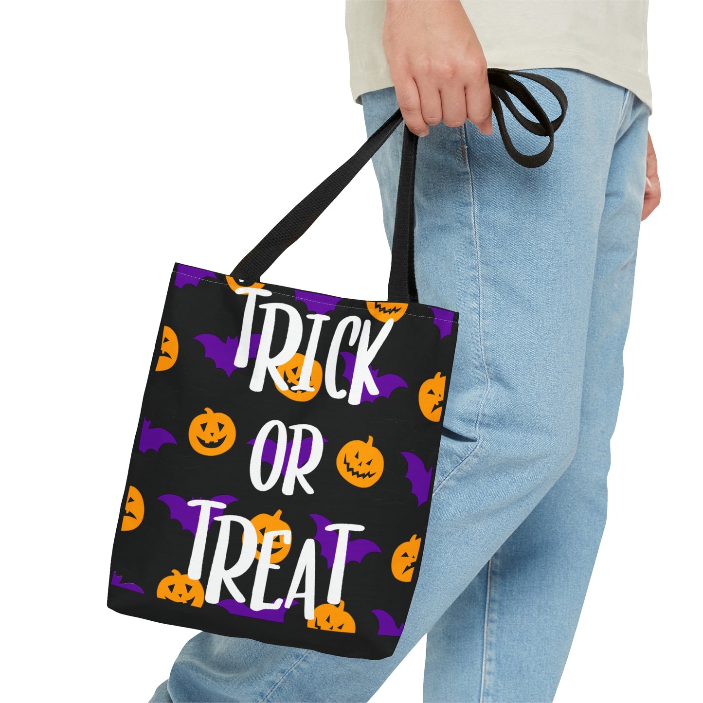 Trick Or Treat Pumpkins and Bats Halloween Candy Tote Bag