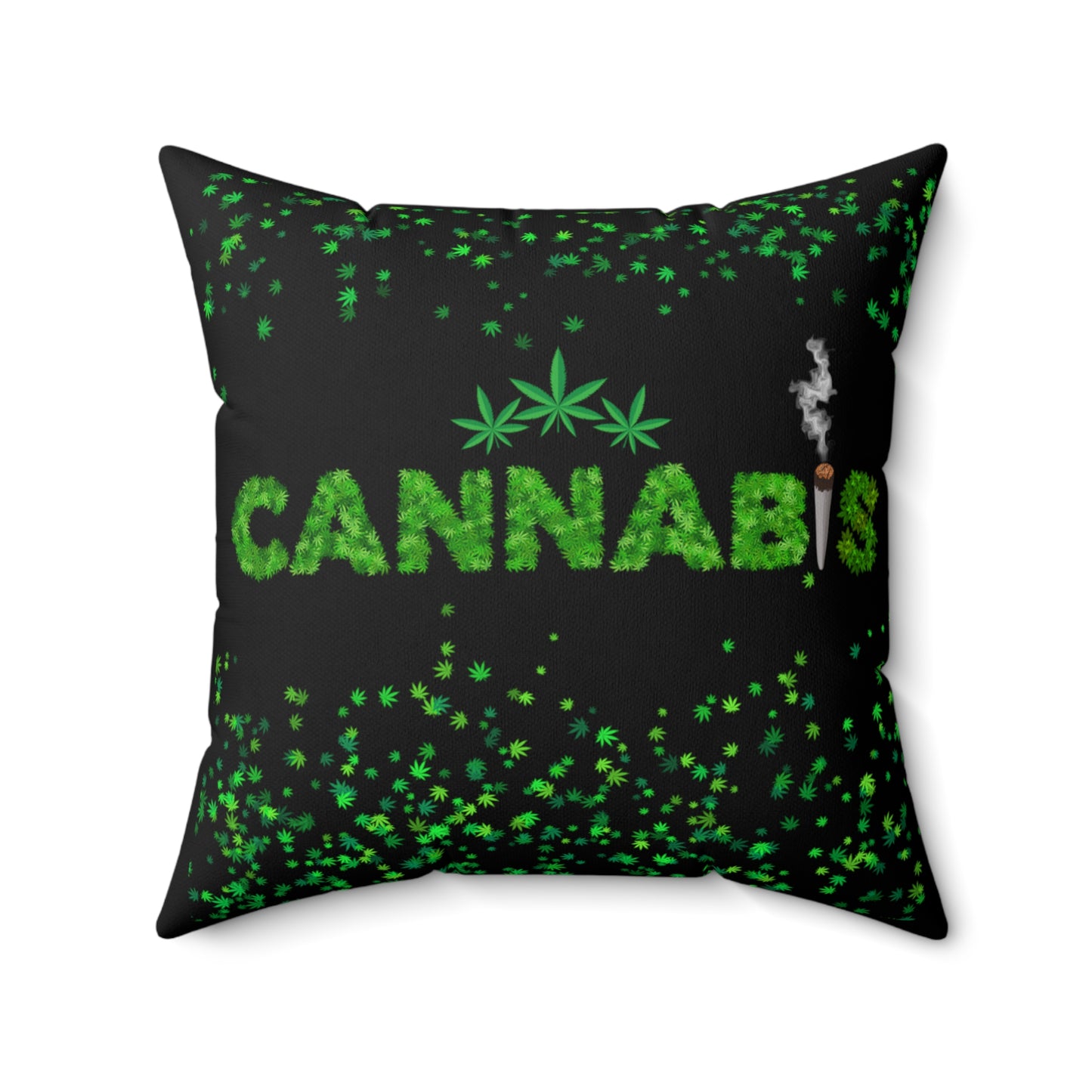 Cannabis Leaves, 420 Themed, Spun Polyester Square Pillow