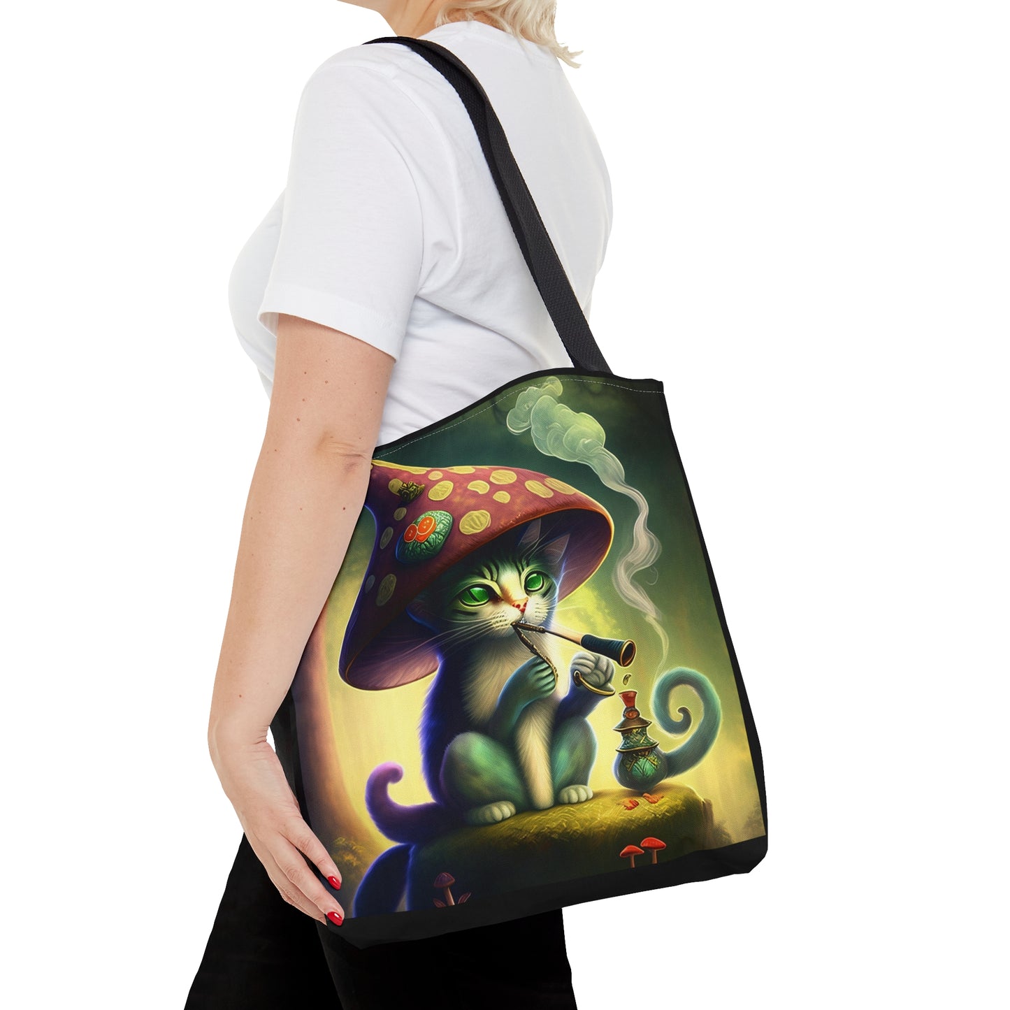 Fae Mushroom Cat,Tote Bag