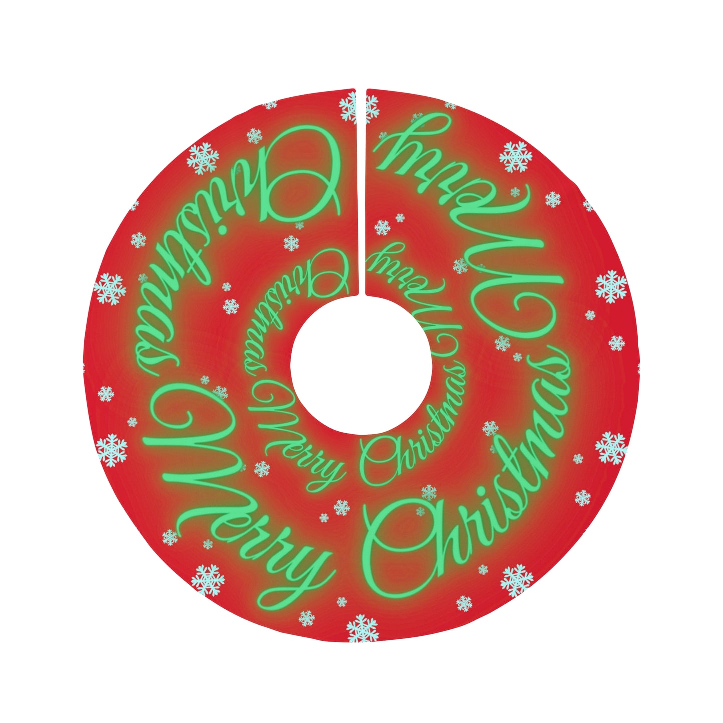 Merry Christmas Snowflakes Round Christmas Tree Skirt