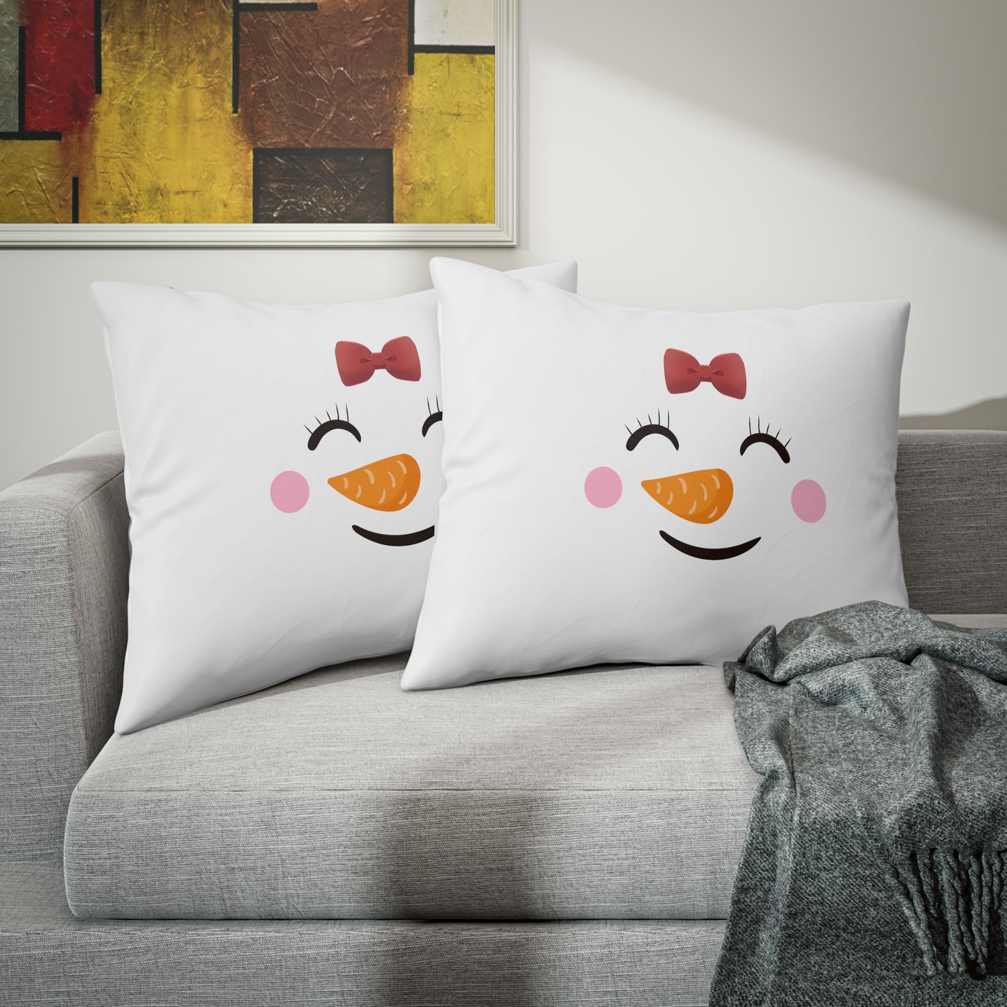 "Hers" Snowman Face Pillow case