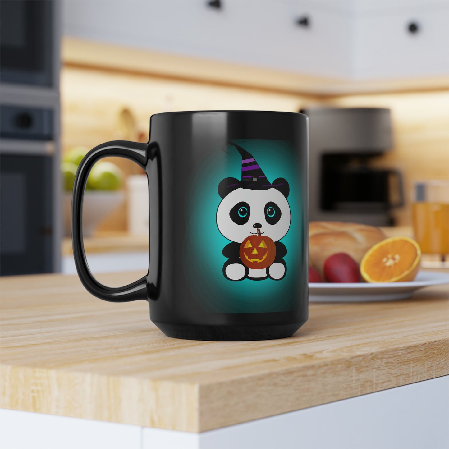 Black Halloween Cute Panda Mug15oz