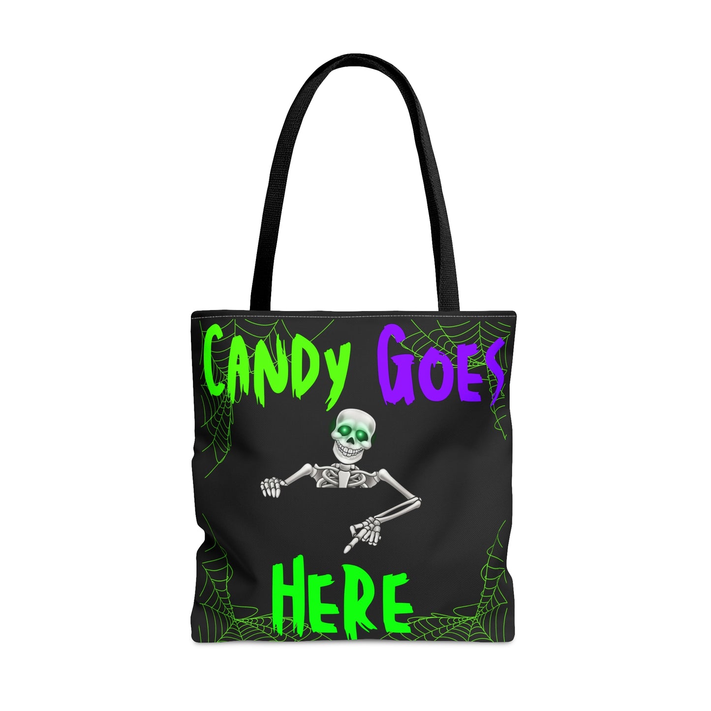 Candy Goes Here, Skeleton Halloween candy Tote Bag