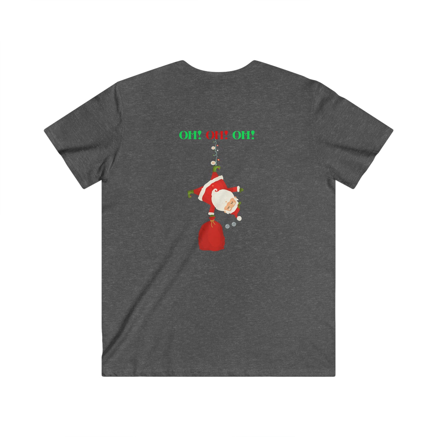 OH OH OH Falling santa  Men's Fitted V-Neck Short Sleeve Tee Christmas Top