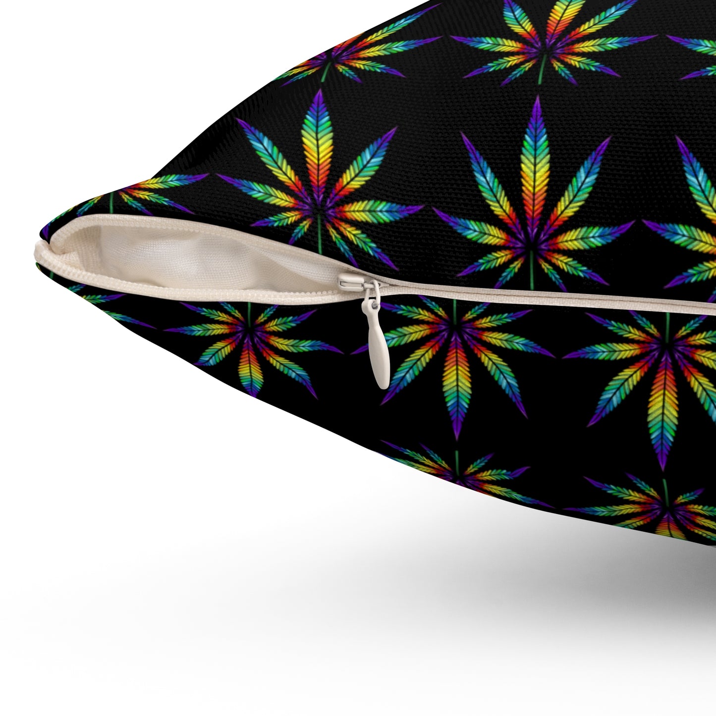 Rainbow Cannabis Leaves, Spun Polyester Square Pillow