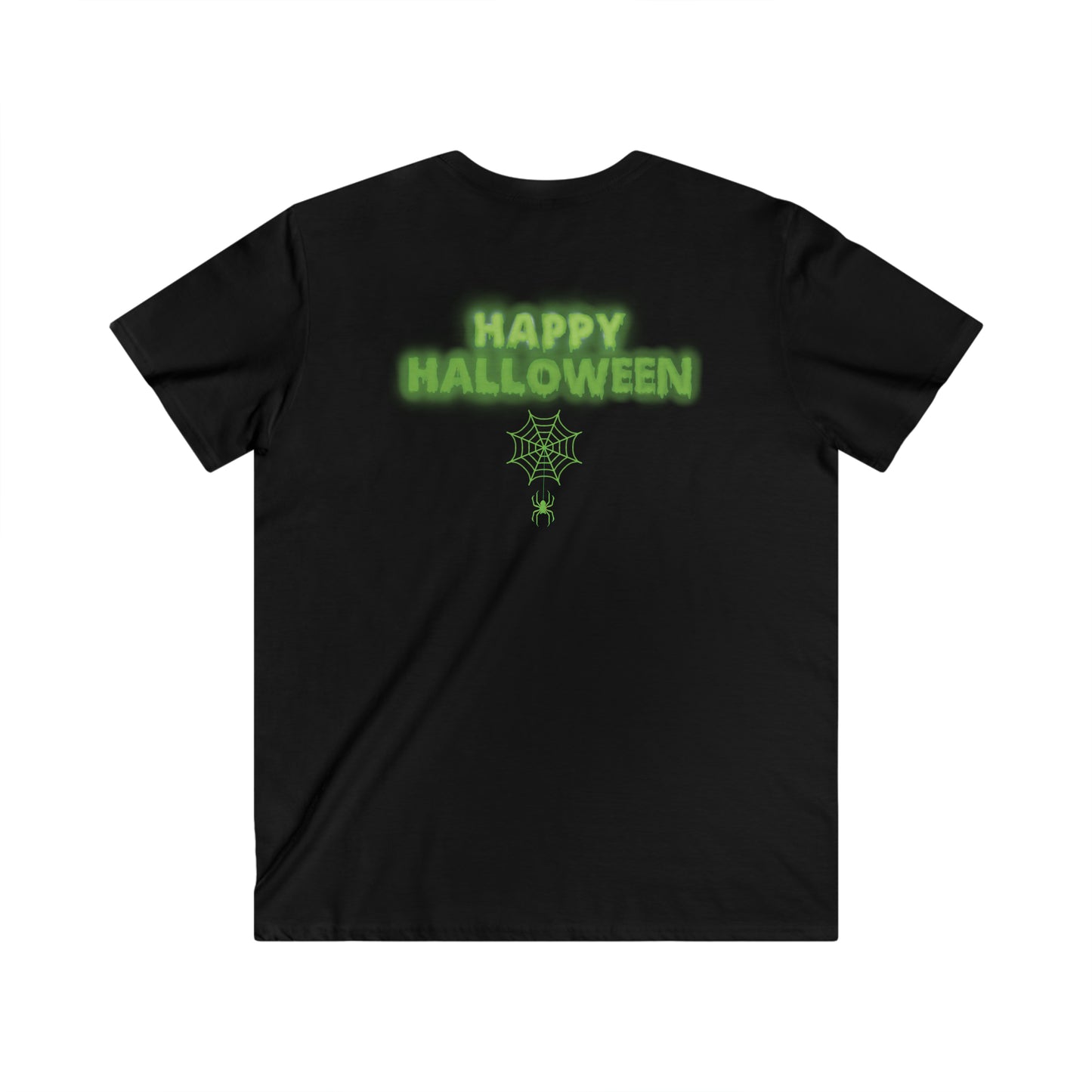 Men's Fitted V-Neck Short Sleeve Tee Pumpkin Glow Halloween Top