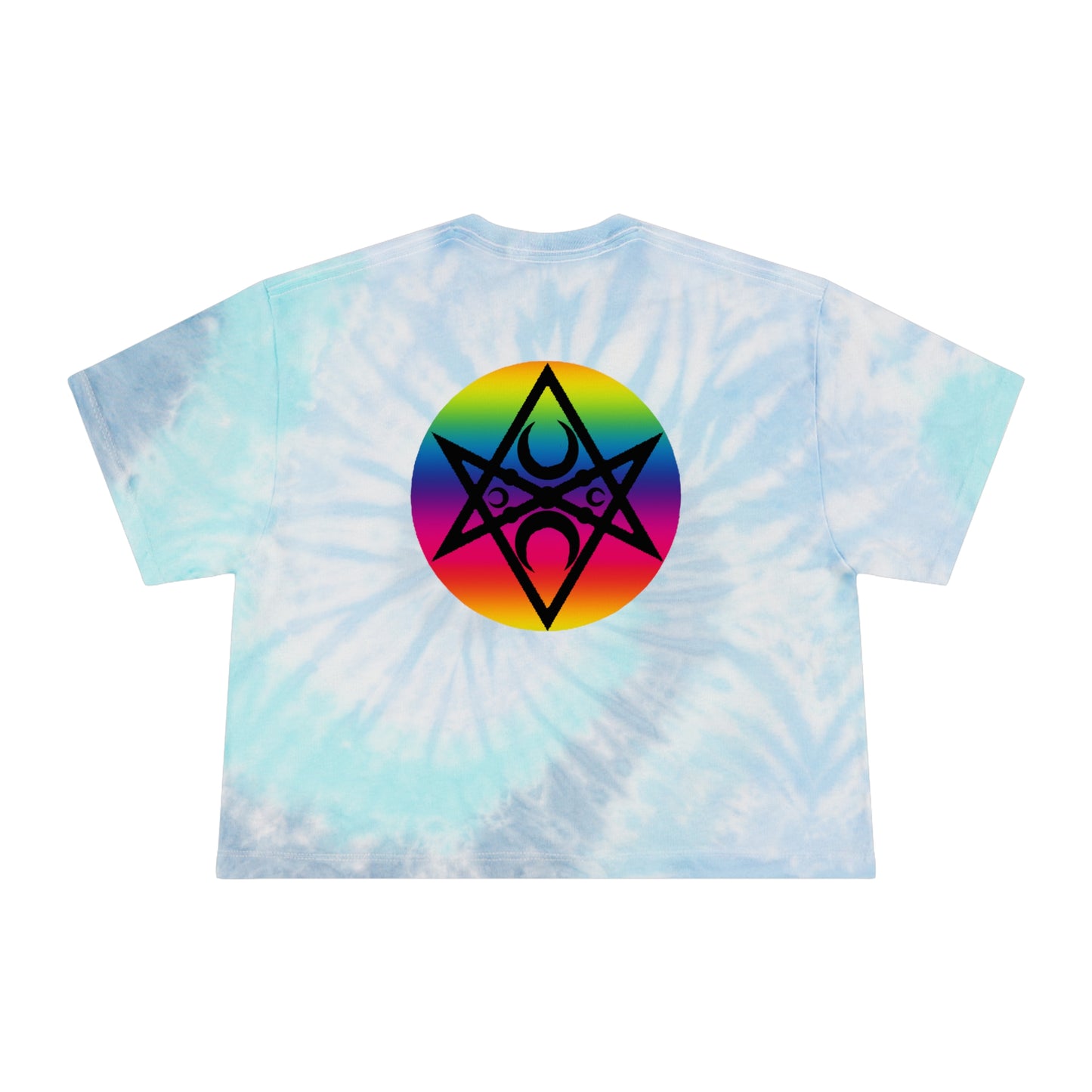 Magick PRIDE Unicursal Hexagram Women's Tie-Dye Crop Tee