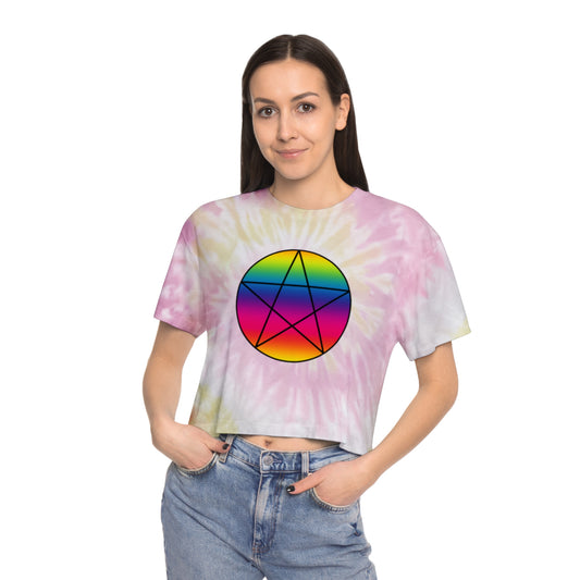 PRIDE Pentagram Women's Tie-Dye Crop Tee