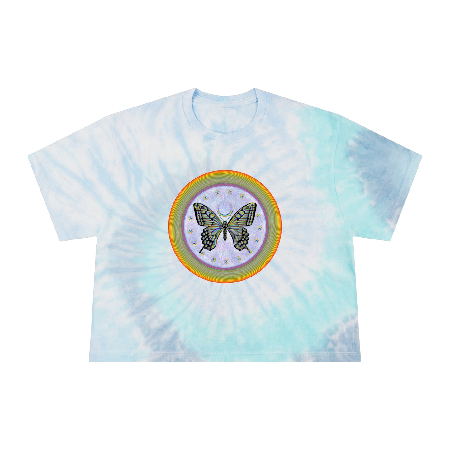 PRIDE Rainbow Butterfly Women's Tie-Dye Crop Tee