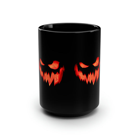 Black Mug,  Spooky Pumpkin Halloween 15oz