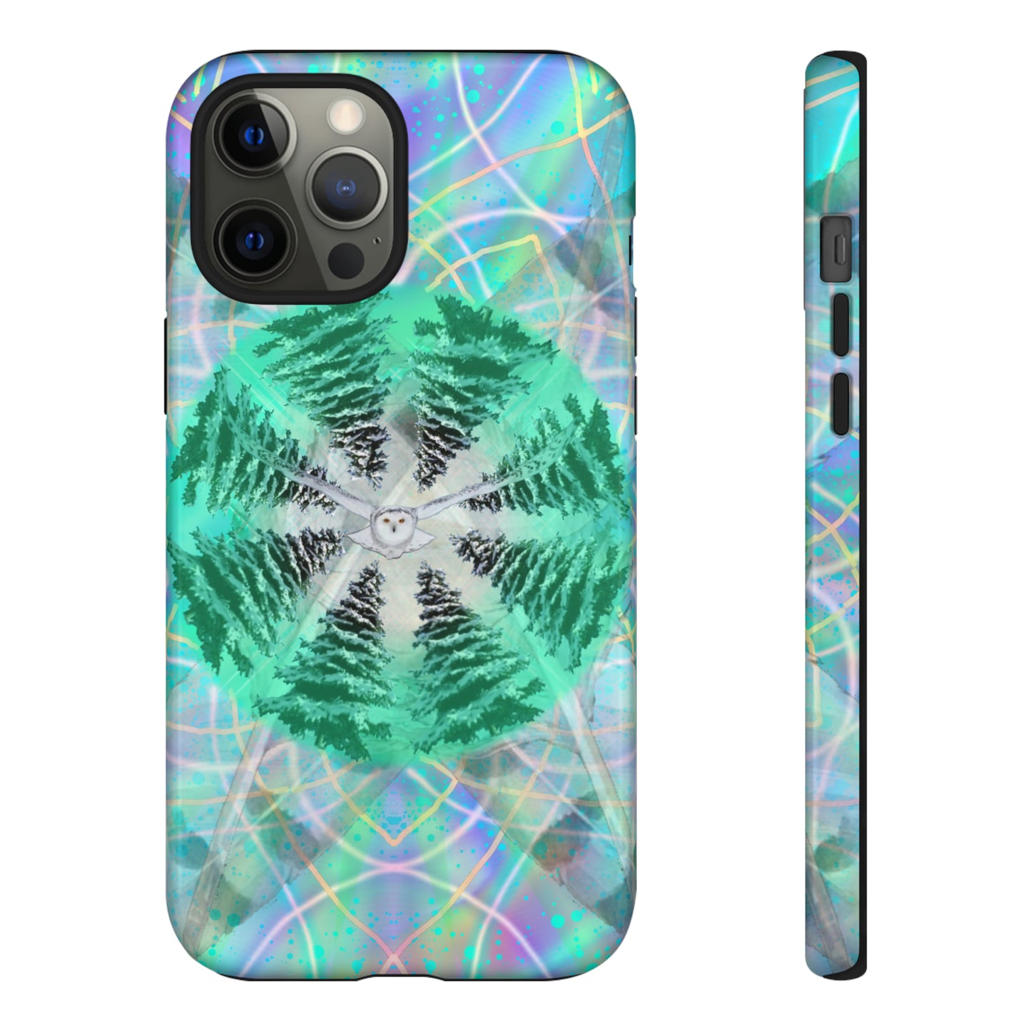 Mystic Pines Snowy Owl Protective Phone Case, Samsung, iPhone, Pixel, all sizes
