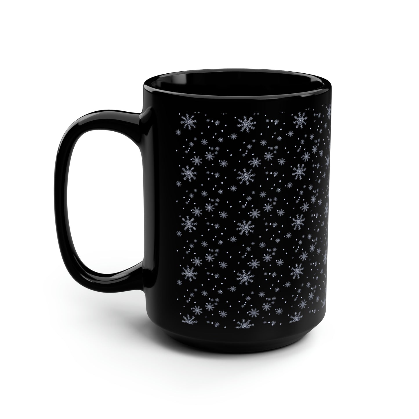 Falling snow Christmas Black Mug, 15oz