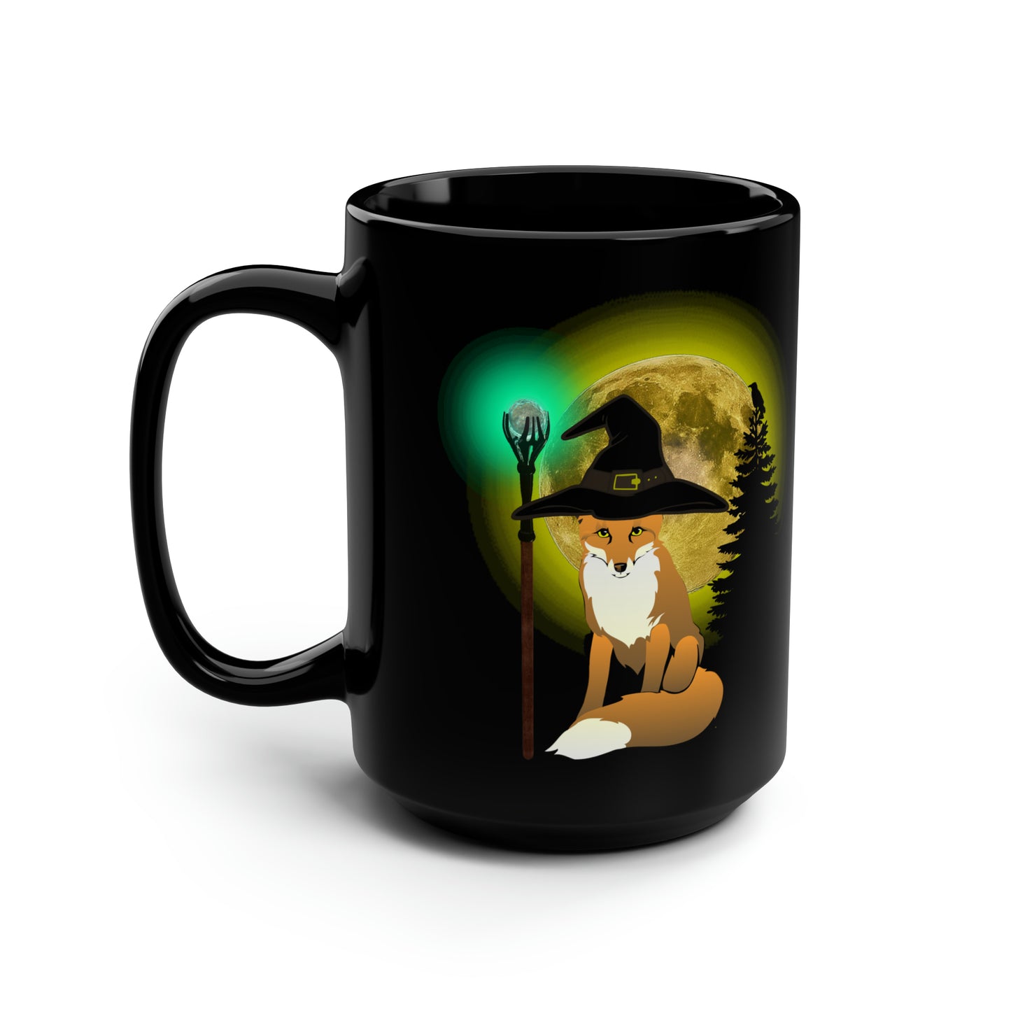 Black Halloween Trickster Fox Mage Mug15oz