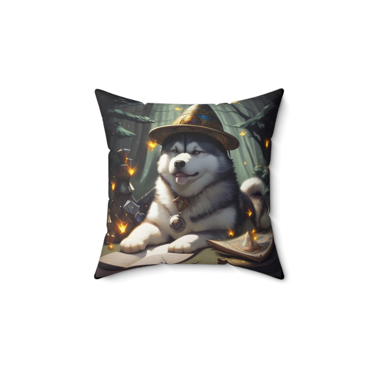 Arcane Scholar Pup, Spun Polyester Square Pillow